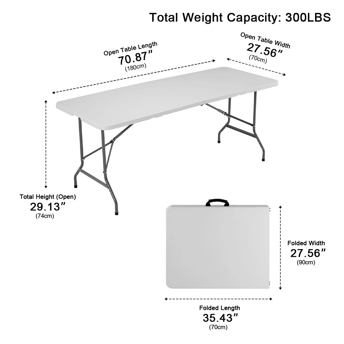 Heavy Duty Folding Table with Handle – For Camping - Flyachilles