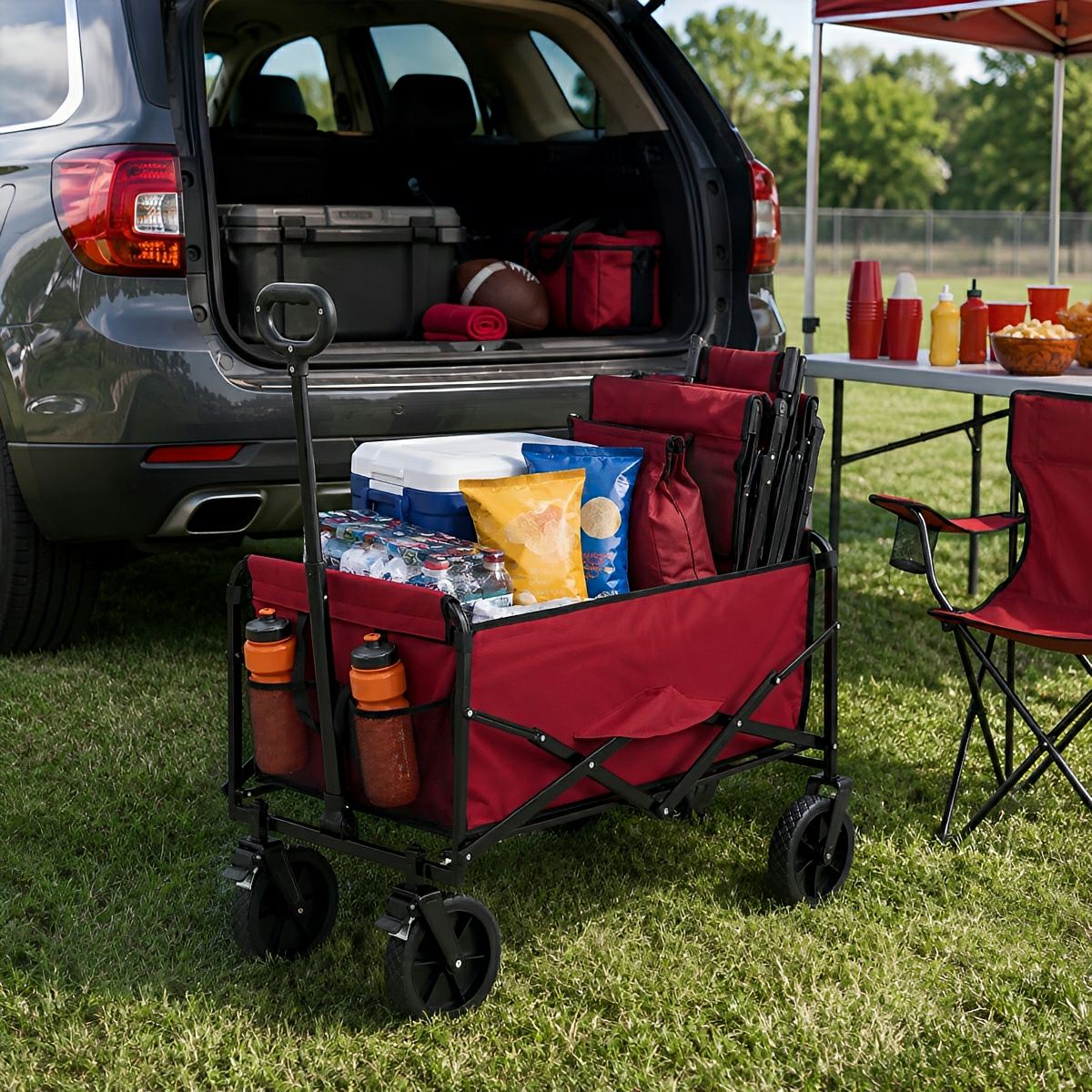 Heavy Duty Folding Utility Wagon Cart Outdoor Trolley - Flyachilles