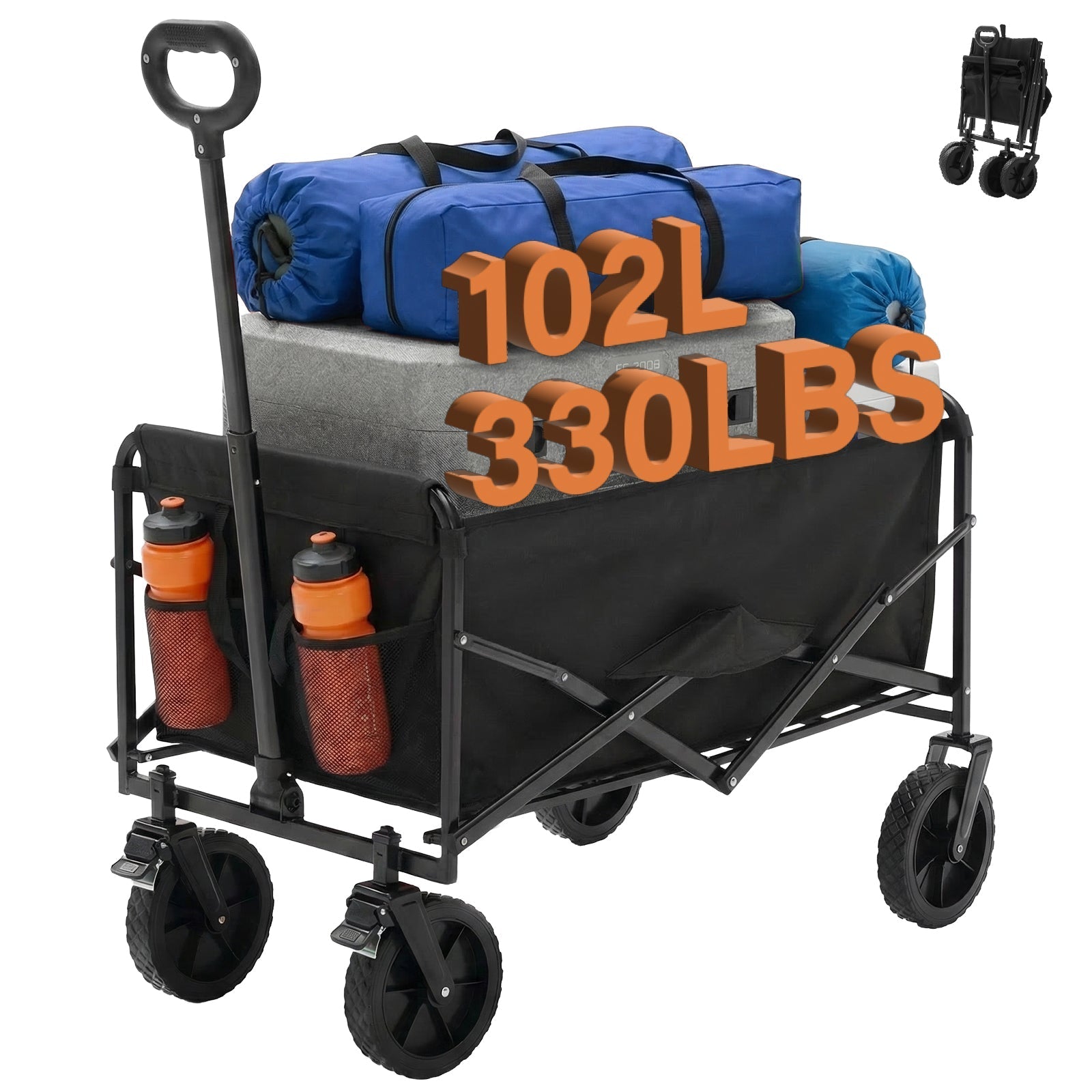 Heavy Duty Folding Utility Wagon Cart Outdoor Trolley - Flyachilles