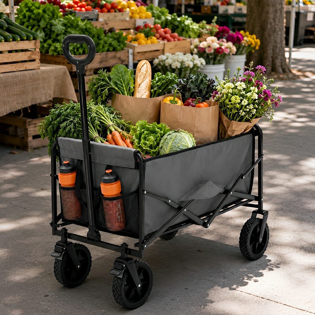 Heavy Duty Folding Utility Wagon Cart Outdoor Trolley - Flyachilles