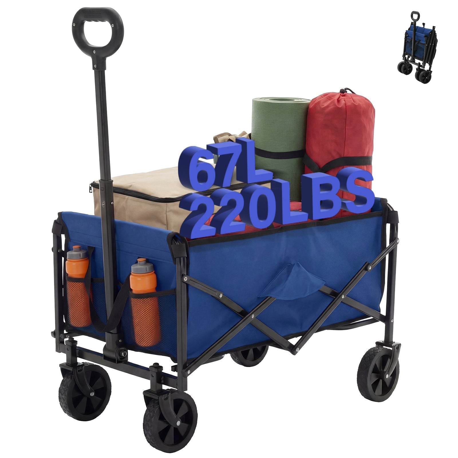 Heavy Duty Folding Utility Wagon Cart Outdoor Trolley - Flyachilles