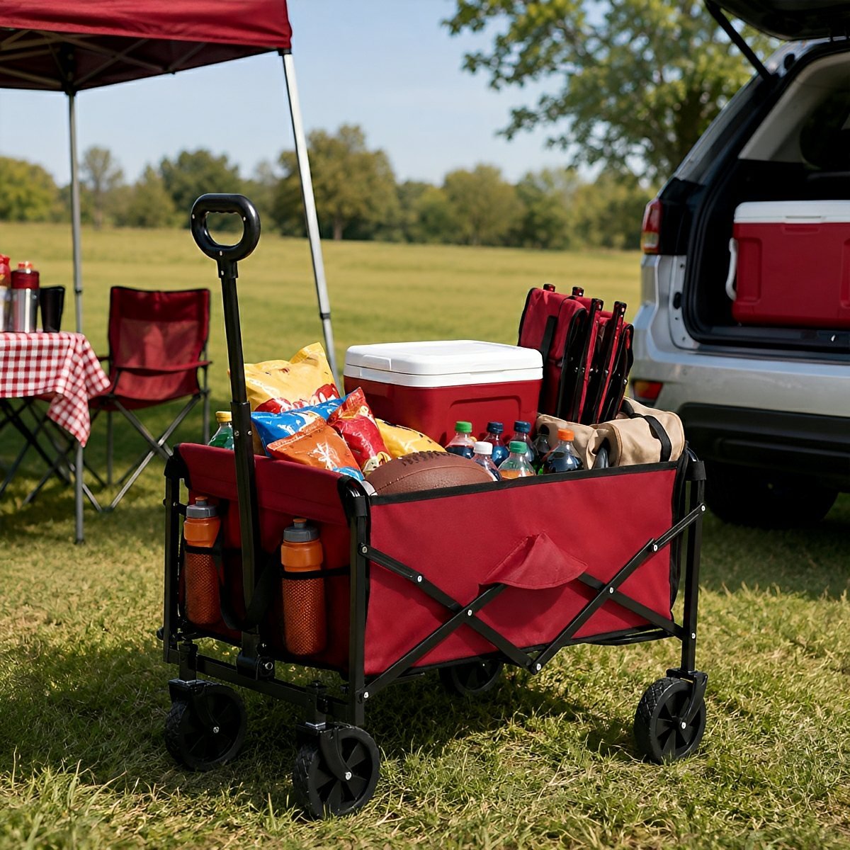 Heavy Duty Folding Utility Wagon Cart Outdoor Trolley - Flyachilles