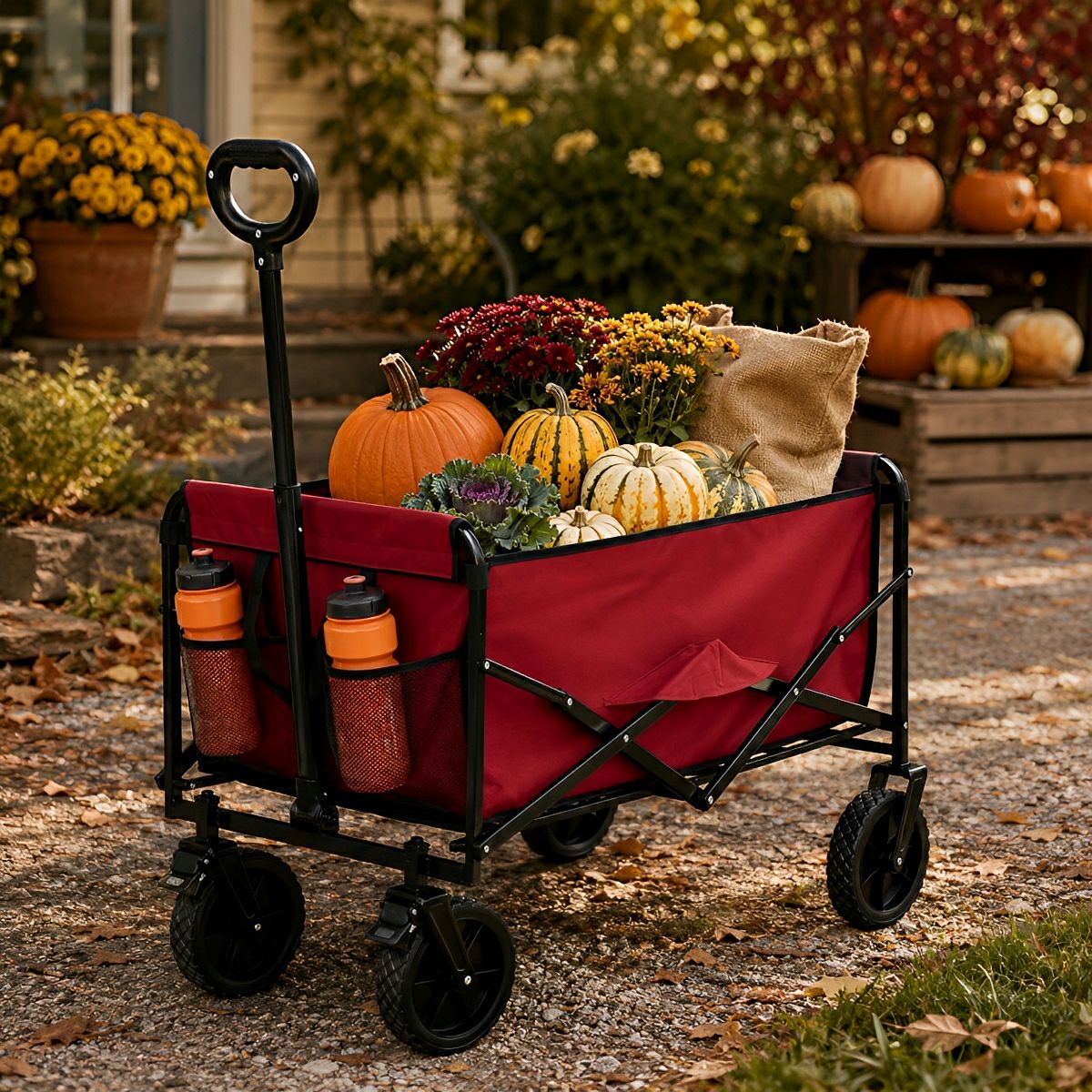 Heavy Duty Folding Utility Wagon Cart Outdoor Trolley - Flyachilles