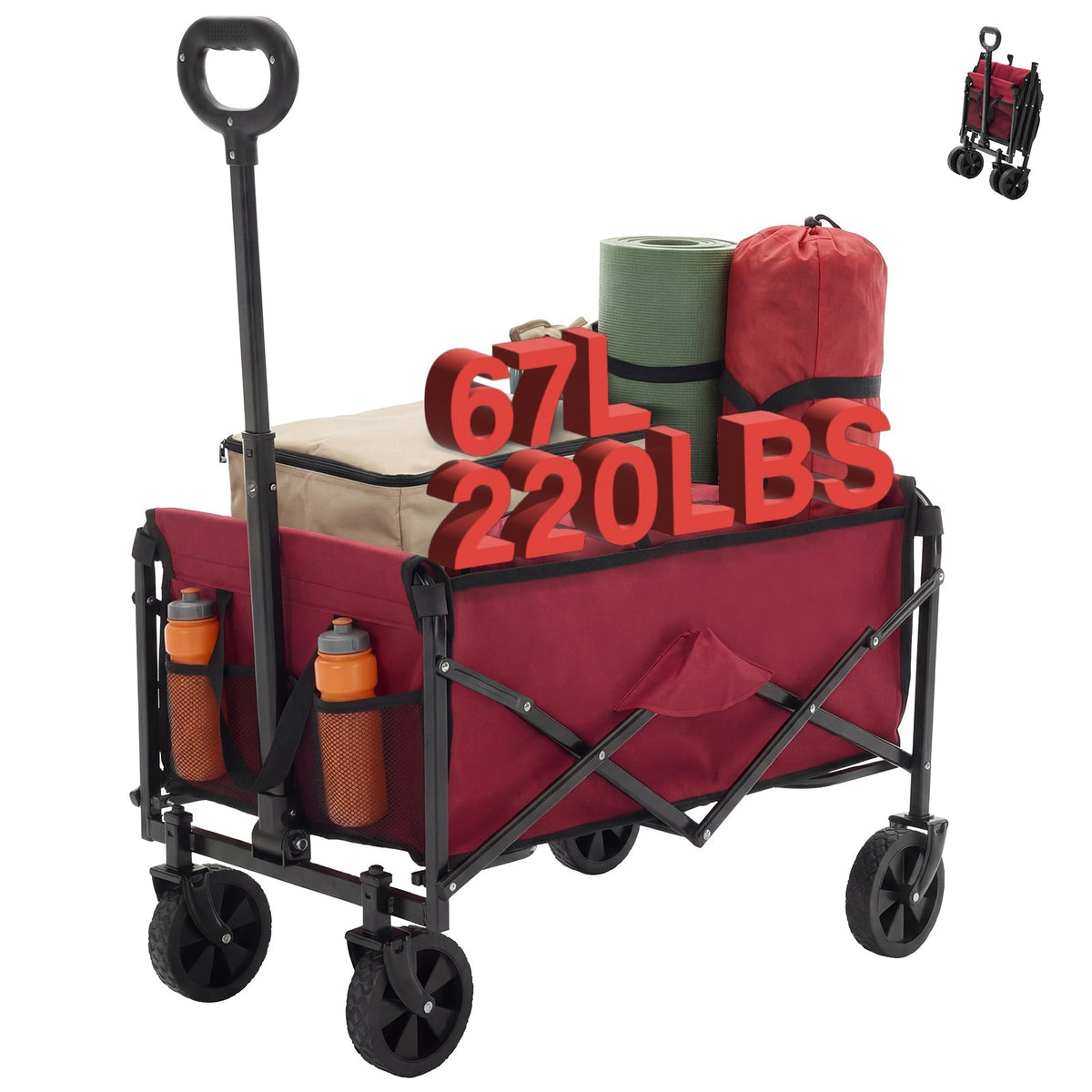 Heavy Duty Folding Utility Wagon Cart Outdoor Trolley - Flyachilles