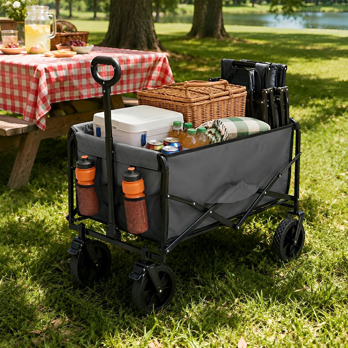 Heavy Duty Folding Utility Wagon Cart Outdoor Trolley - Flyachilles