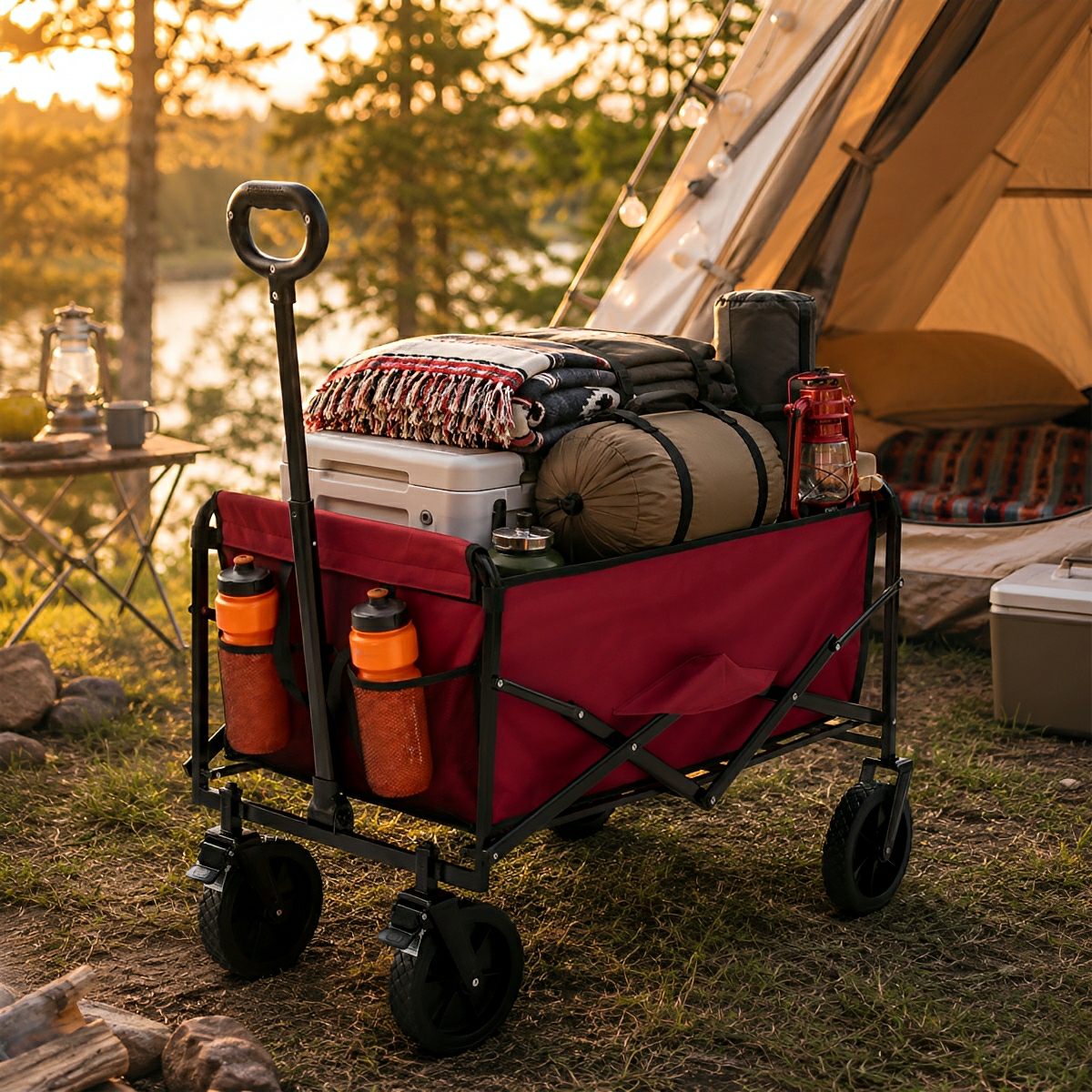 Heavy Duty Folding Utility Wagon Cart Outdoor Trolley - Flyachilles