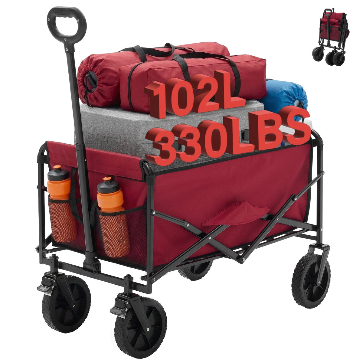 Heavy Duty Folding Utility Wagon Cart Outdoor Trolley - Flyachilles