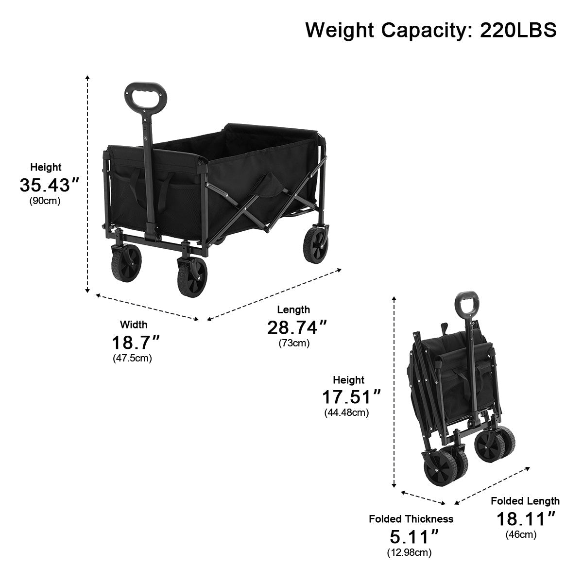 Heavy Duty Folding Utility Wagon Cart Outdoor Trolley - Flyachilles