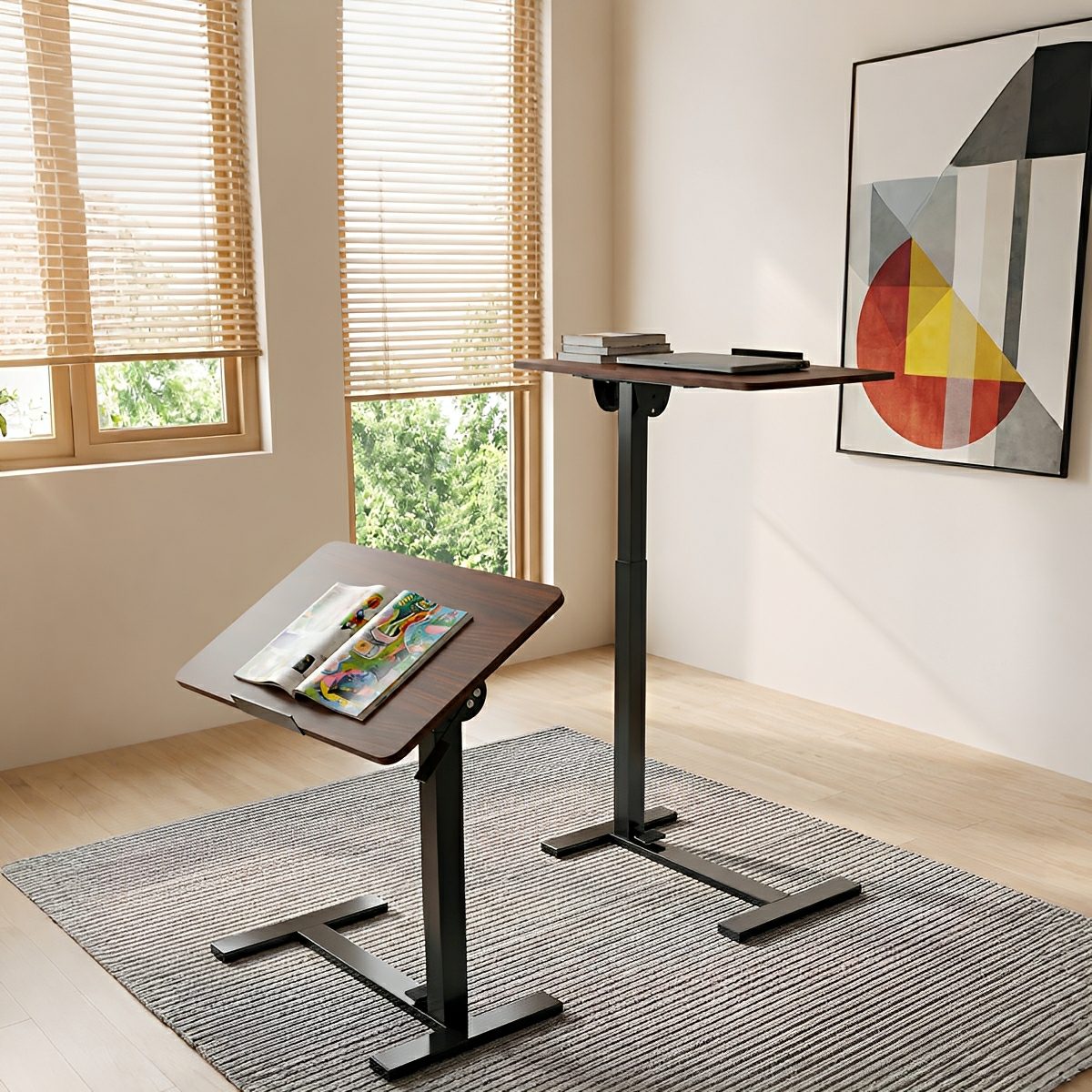 Height-Adjustable Bedside Table on Wheels – Portable - Flyachilles