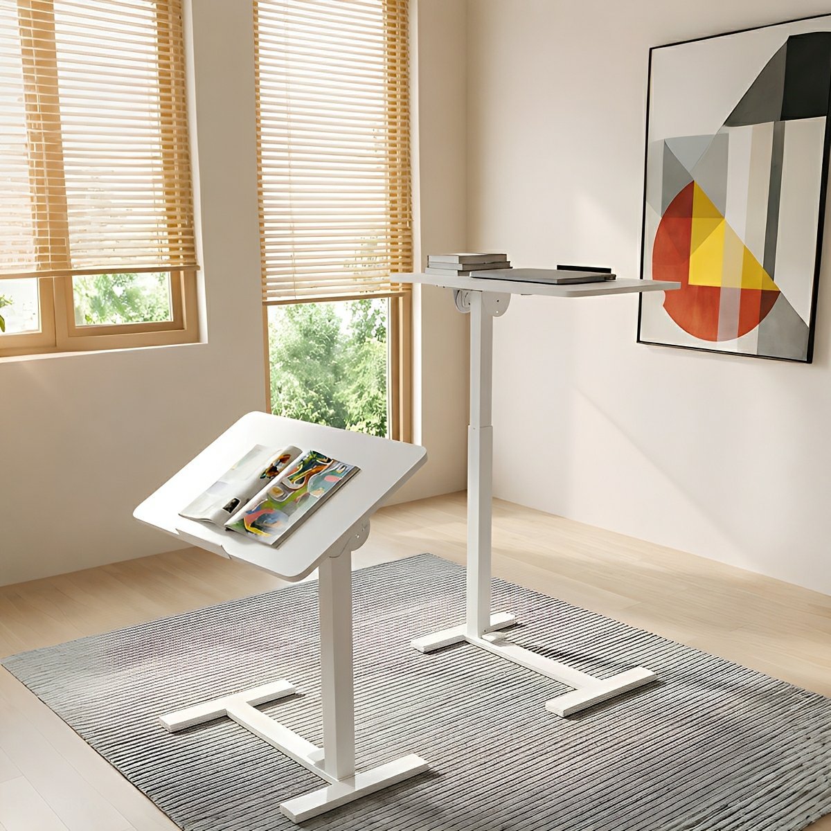 Height-Adjustable Bedside Table on Wheels – Portable - Flyachilles