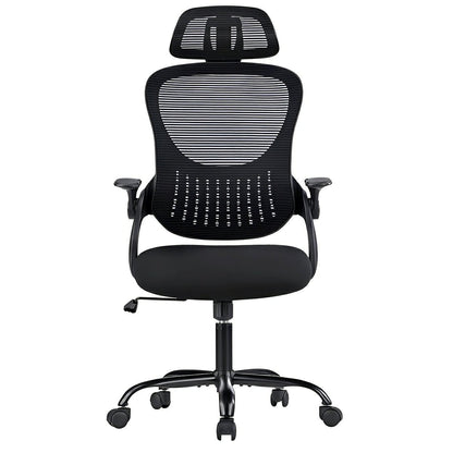 High Back Mesh Office Chair – Adjustable Headrest, Flip Arms - Flyachilles
