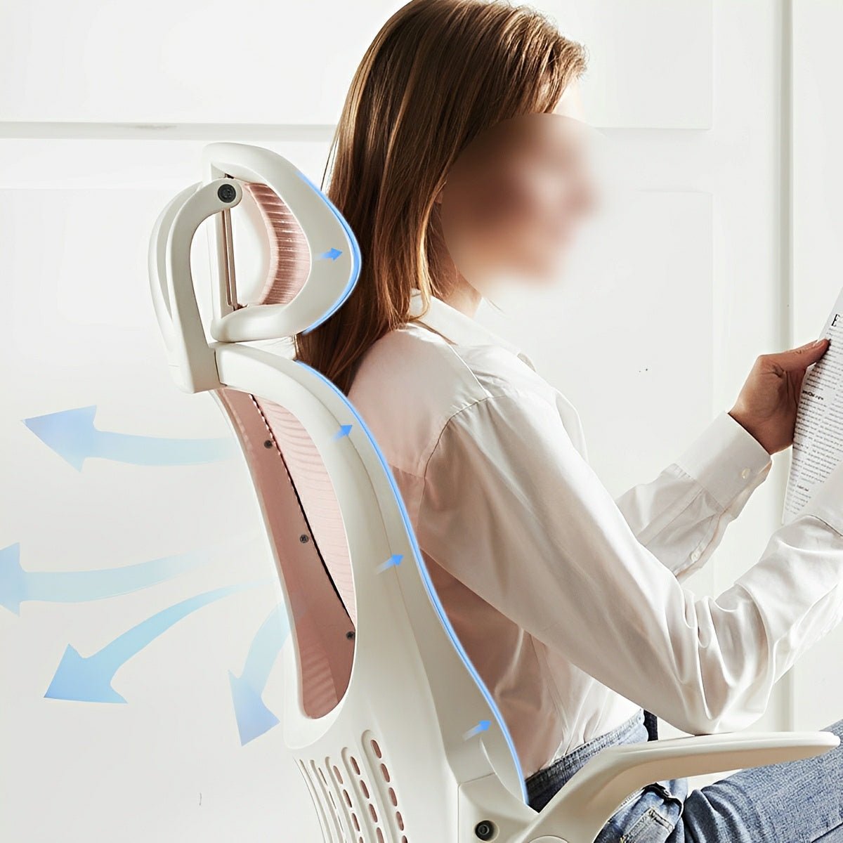 High Back Mesh Office Chair – Adjustable Headrest, Flip Arms - Flyachilles
