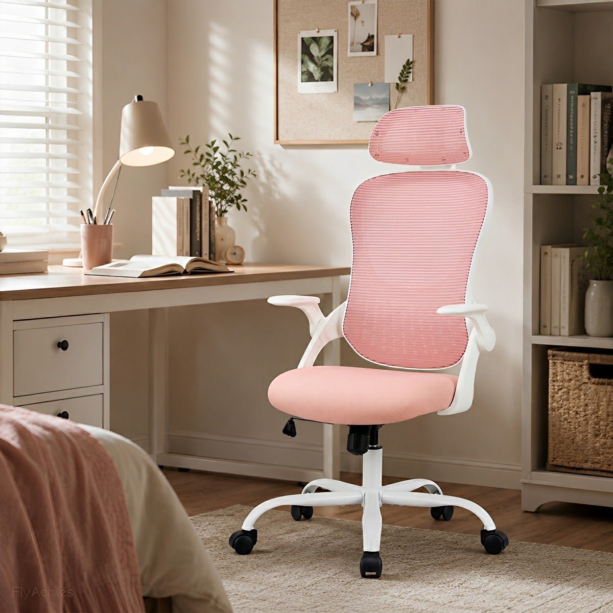 High Back Mesh Office Chair – Adjustable Headrest, Flip Arms - Flyachilles