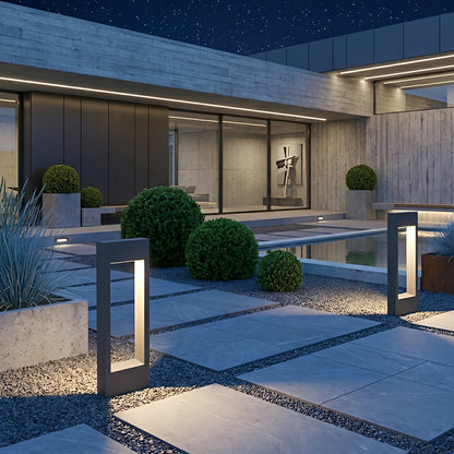 Hollow Square Waterproof LED Black Modern Outdoor Lawn Light Post Lights - Flyachilles