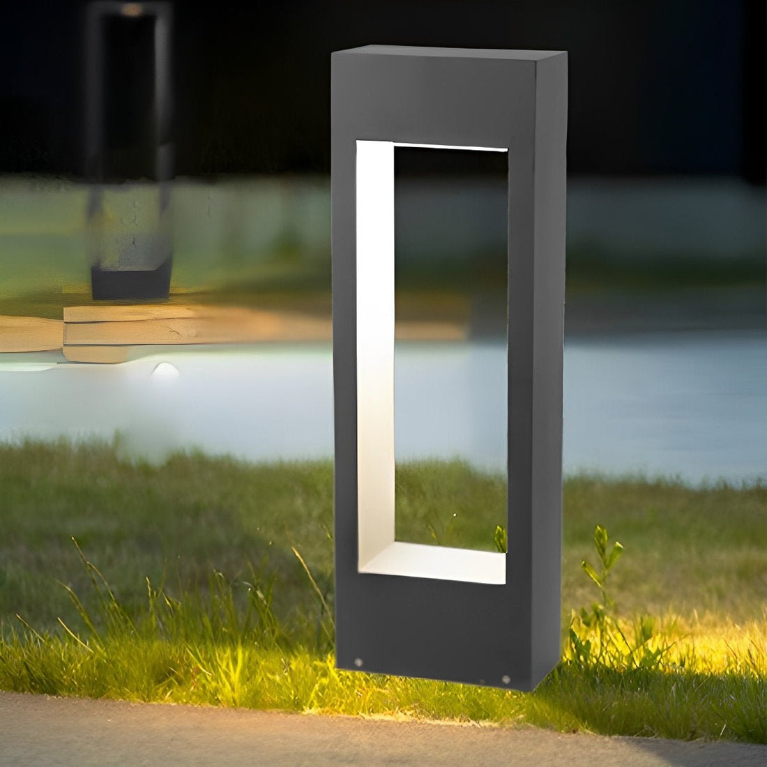 Hollow Square Waterproof LED Black Modern Outdoor Lawn Light Post Lights - Flyachilles