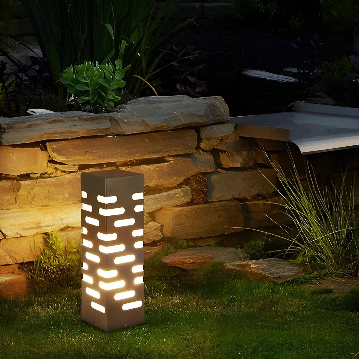 LED Courtyard Lamp Characteristic Hollow Process Square Lawn Post Light - Flyachilles