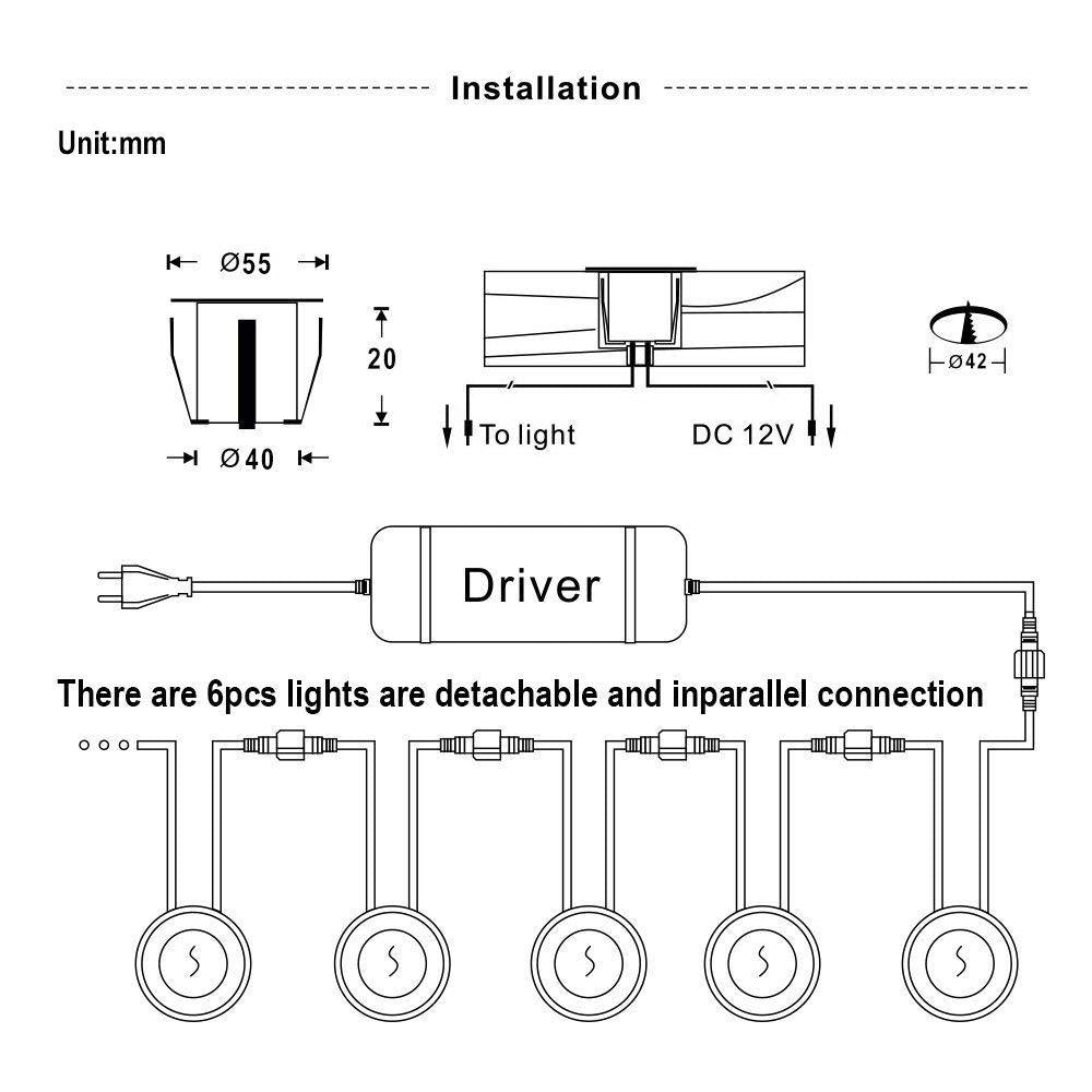 LED Deck Stair Lights Plug In Outdoor Step Lights Recessed In - ground 8 Pcs - Flyachilles