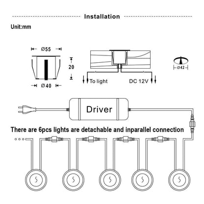 LED Deck Stair Lights Plug In Outdoor Step Lights Recessed In - ground 8 Pcs - Flyachilles