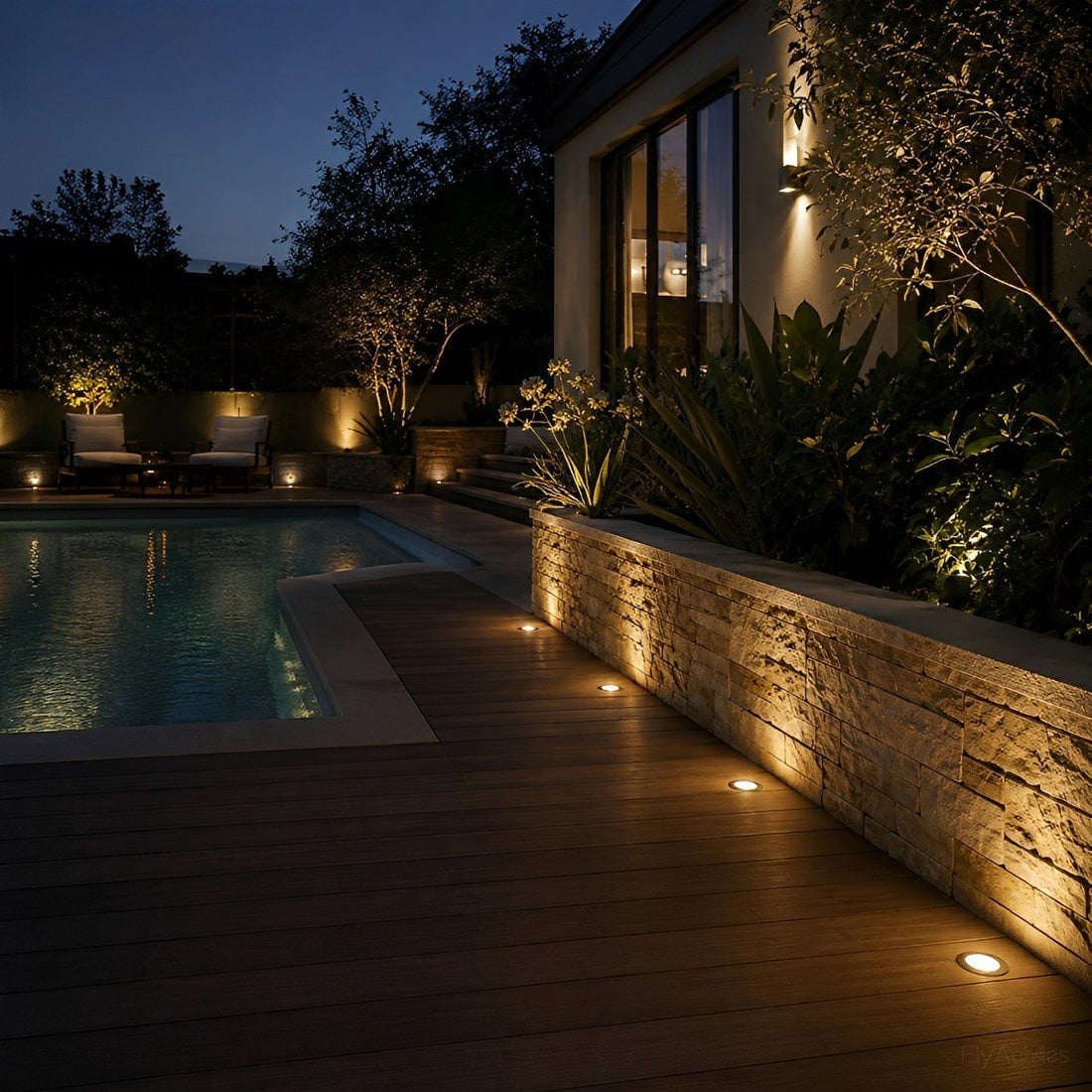 LED Deck Stair Lights Plug In Outdoor Step Lights Recessed In - ground 8 Pcs - Flyachilles