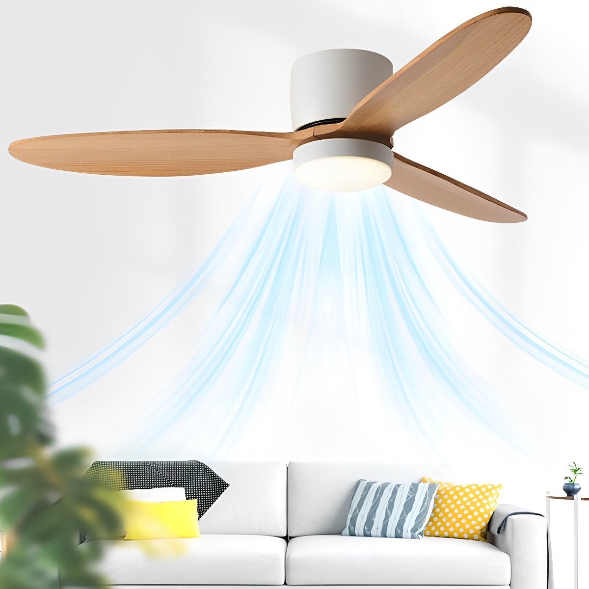 LED Silent Low Floor With Remote Control Simple Ceiling Fan Light for ...