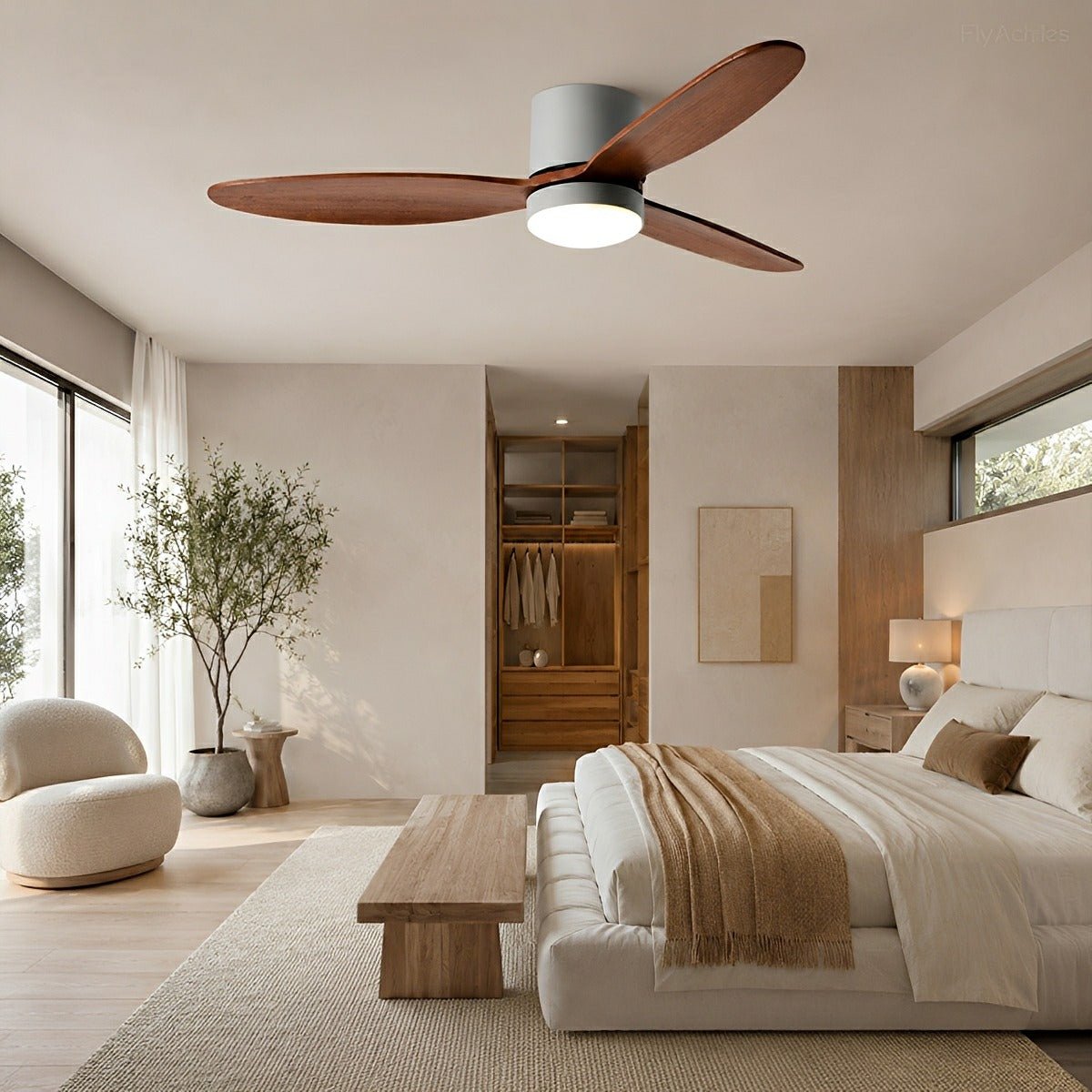 LED Inverter Silent White Low Floor DC Motor Simple Ceiling Fan Light - Flyachilles