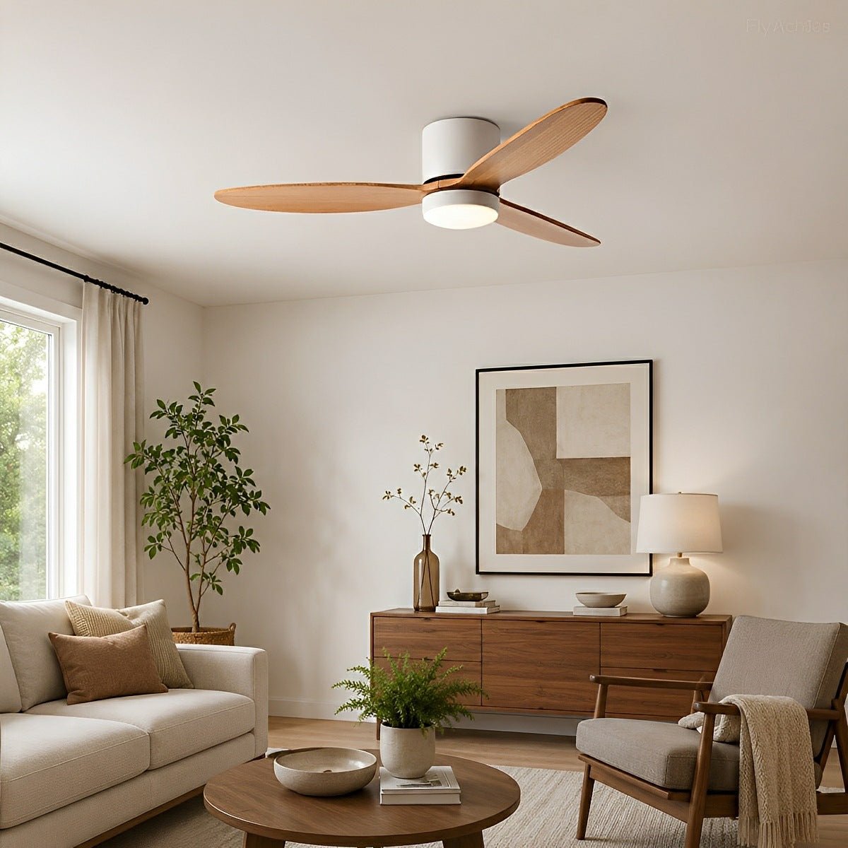 LED Inverter Silent White Low Floor DC Motor Simple Ceiling Fan Light - Flyachilles