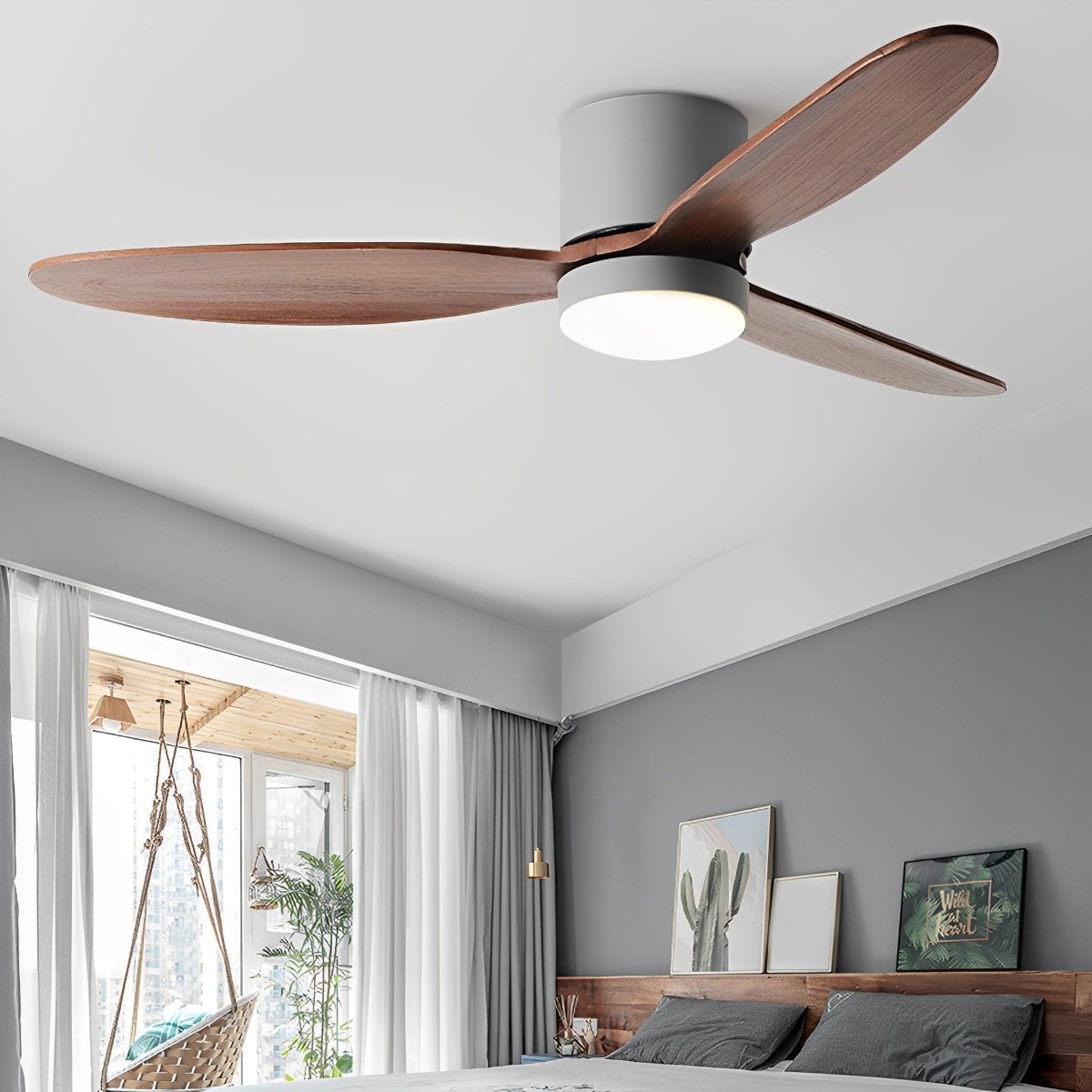 LED Silent Low Floor With Remote Control Simple Ceiling Fan Light for ...