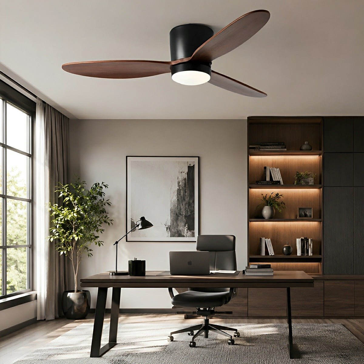 LED Inverter Silent White Low Floor DC Motor Simple Ceiling Fan Light - Flyachilles