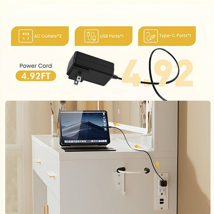 LED Makeup Vanity with Charging Station &amp; 3-Color Light - Flyachilles