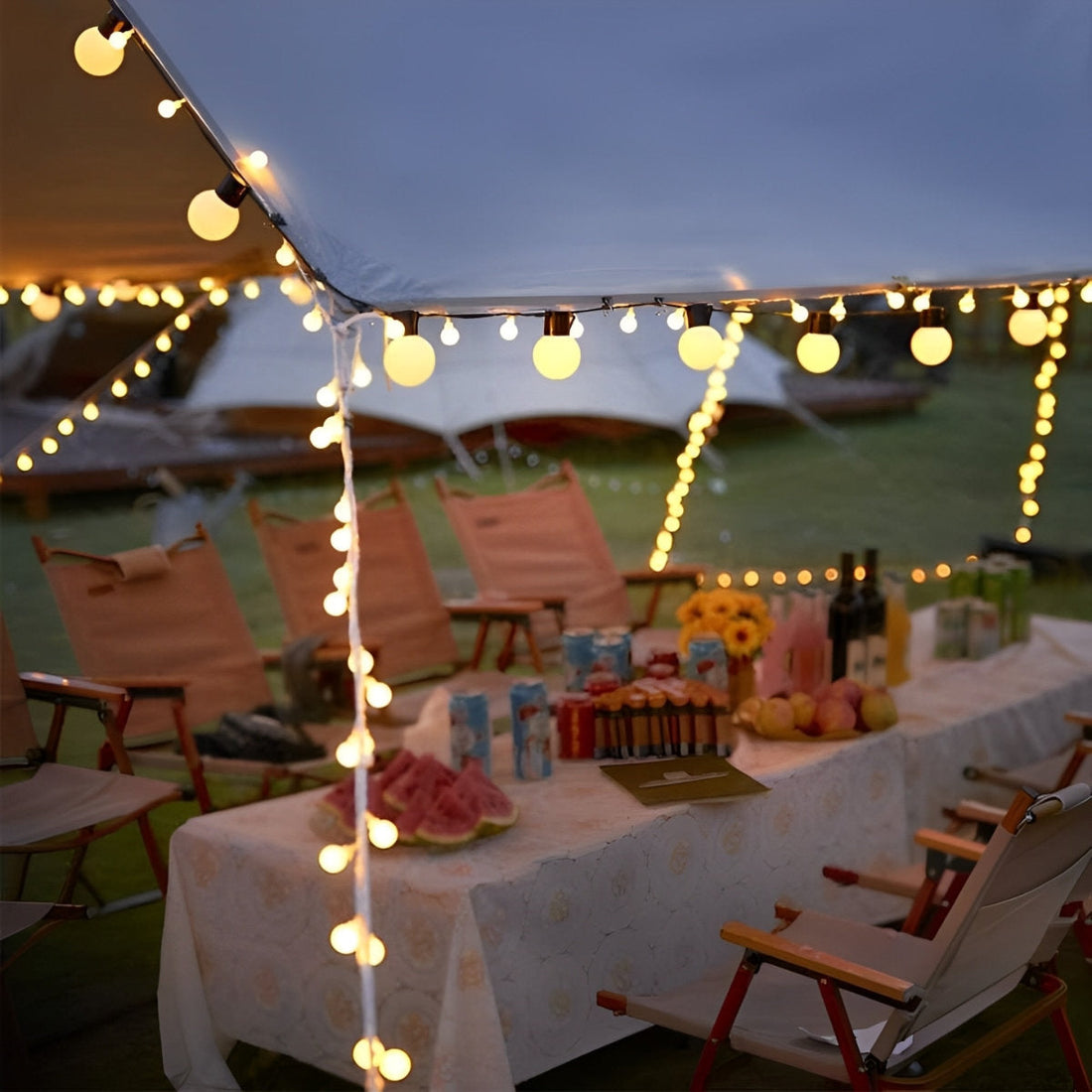 LED Solar Powered Outdoor Tent Canopy String Lights Camping Decor Light Round Balls Valentine Garland Bulb Decoration Fairy Lights Ball Bubble Lights - Flyachilles
