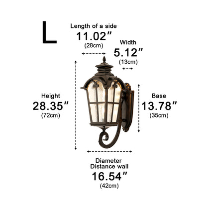 Vintage Glass Waterproof Black Outdoor Wall Sconce Lantern