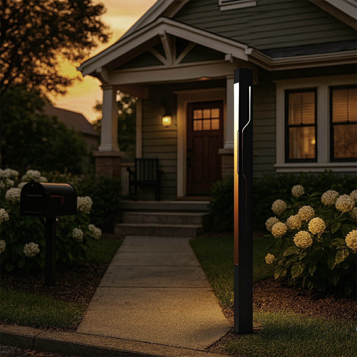 Mecha Modern Ash Black Rectangle LED Column Outdoor Pole Street Light - Flyachilles