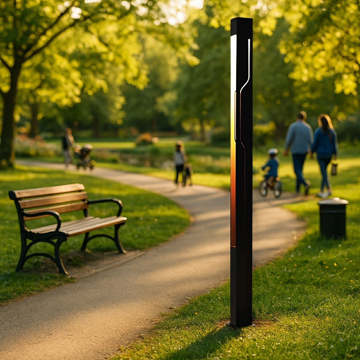 Mecha Modern Ash Black Rectangle LED Column Outdoor Pole Street Light - Flyachilles