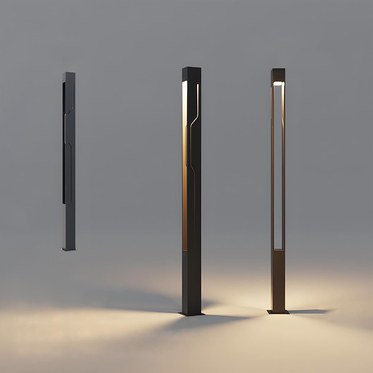 Rectangular Post Lights Mecha Modern Minimalist Ash Black Rectangle LED Column Outdoor Post ...
