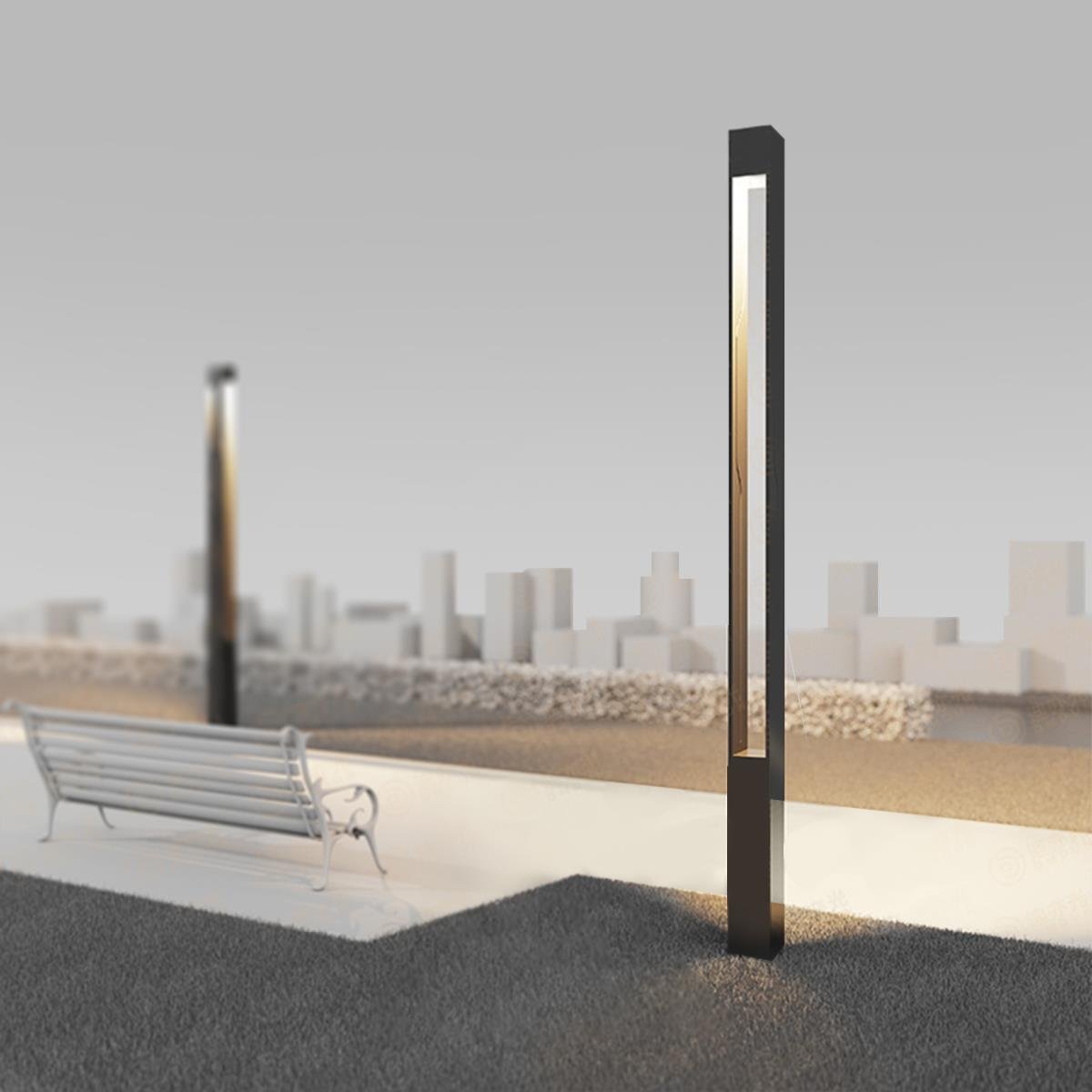 Modern Minimalist Linear LED Column Outdoor Post Lights – Ash Black ...