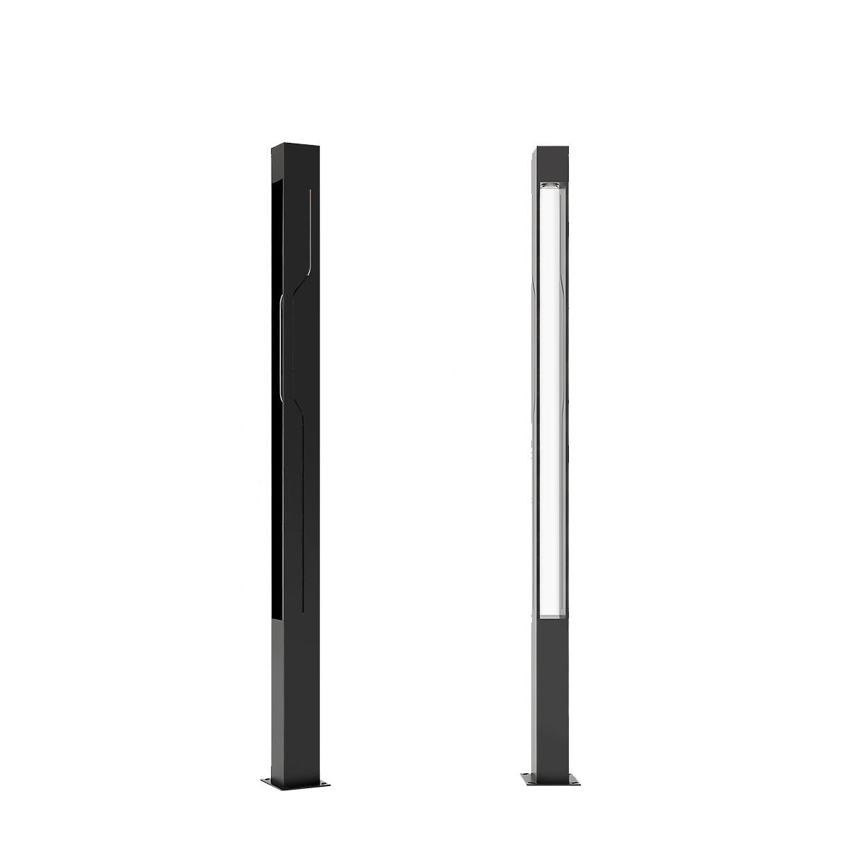 Mecha Modern Ash Black Rectangle LED Column Outdoor Post Lights - Flyachilles