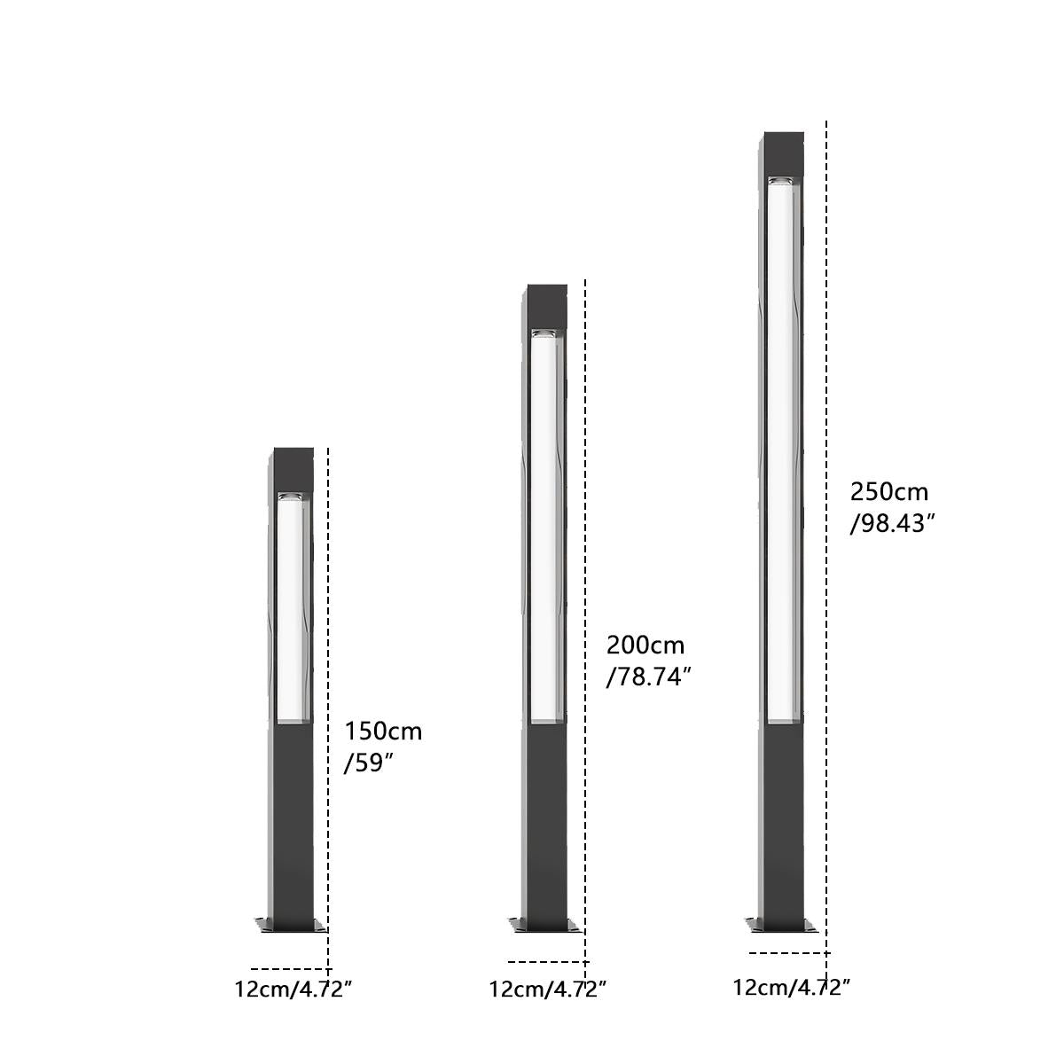 Mecha Modern Ash Black Rectangle LED Column Outdoor Post Lights - Flyachilles