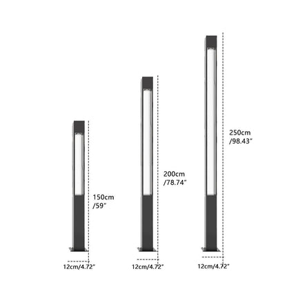 Mecha Modern Ash Black Rectangle LED Column Outdoor Post Lights - Flyachilles