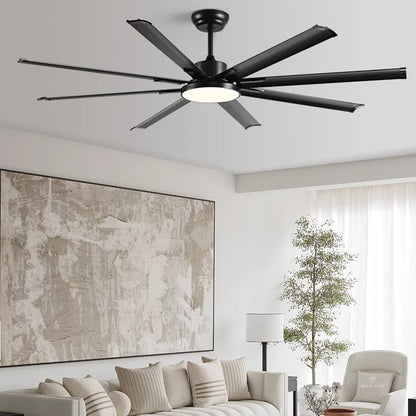 Mid - Century 8 - Blade Scandinavian Ceiling Fan with Full - Spectrum LED Light - Flyachilles
