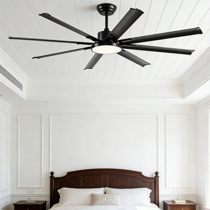 Mid - Century 8 - Blade Scandinavian Ceiling Fan with Full - Spectrum LED Light - Flyachilles