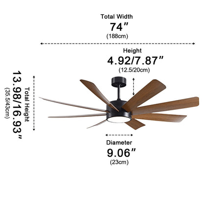 Mid - Century 8 - Blade Scandinavian Minimalist Ceiling Fan with LED Light - Flyachilles
