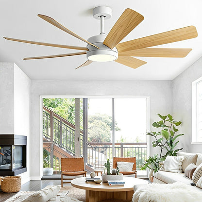 Mid - Century 8 - Blade Scandinavian Minimalist Ceiling Fan with LED Light - Flyachilles