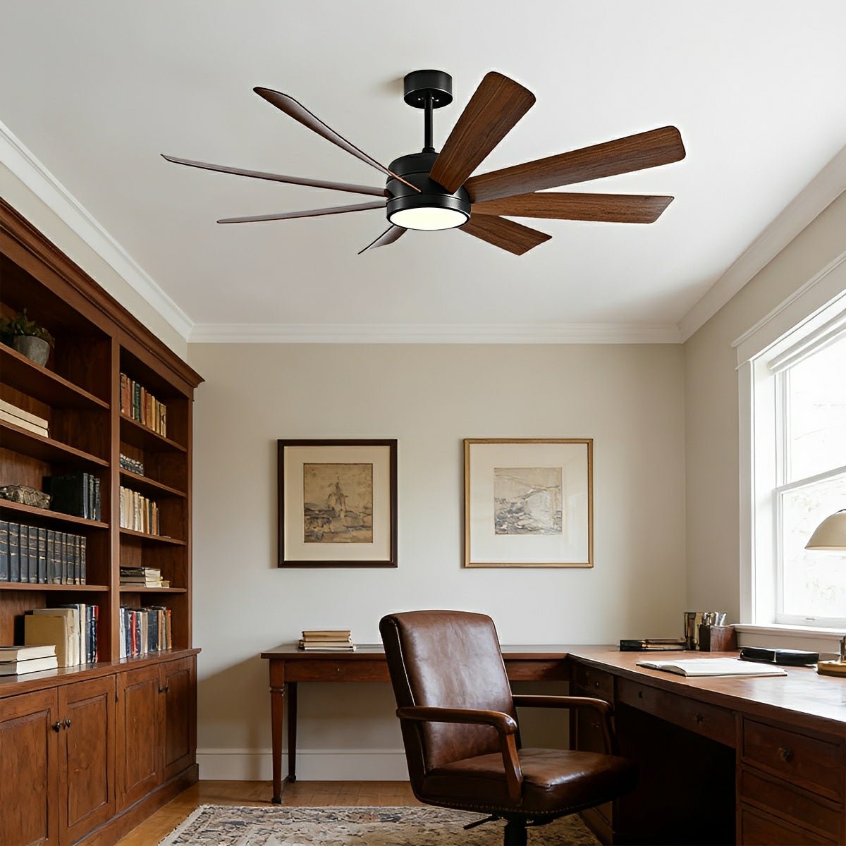 Mid - Century 8 - Blade Scandinavian Minimalist Ceiling Fan with LED Light - Flyachilles