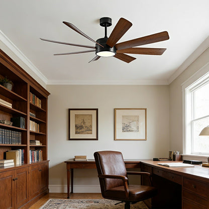 Mid - Century 8 - Blade Scandinavian Minimalist Ceiling Fan with LED Light - Flyachilles