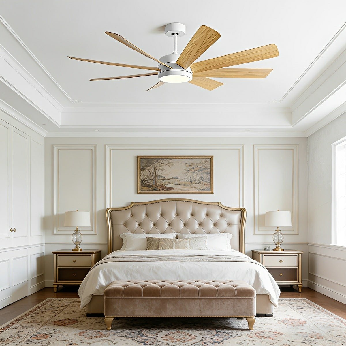 Mid - Century 8 - Blade Scandinavian Minimalist Ceiling Fan with LED Light - Flyachilles