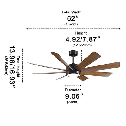 Mid - Century 8 - Blade Scandinavian Minimalist Ceiling Fan with LED Light - Flyachilles