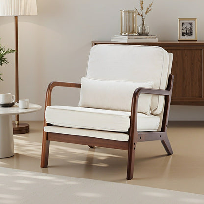 Mid Century Modern Accent Chair with Arms – Solid Wood - Flyachilles