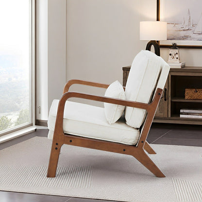 Mid Century Modern Accent Chair with Arms – Solid Wood - Flyachilles