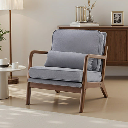 Mid Century Modern Accent Chair with Arms – Solid Wood - Flyachilles