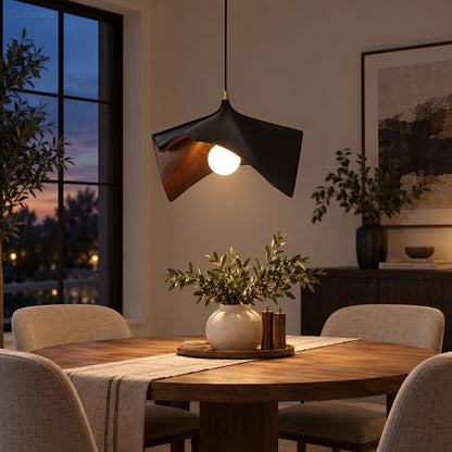 Mid-Century Modern Sculptural Wood Grain Pendant Light - Flyachilles